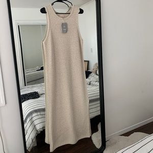Knit silk blend dress midi length sleeveless